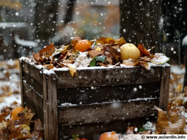 Un bac à compost en hiver