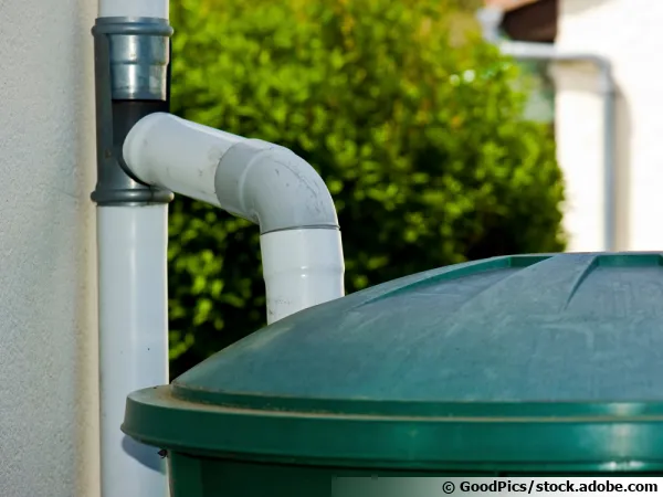 Des containers pour la récupération de l'eau de pluie en jardinerie