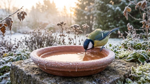 Donnez l'eau aux oiseaux l'hiver