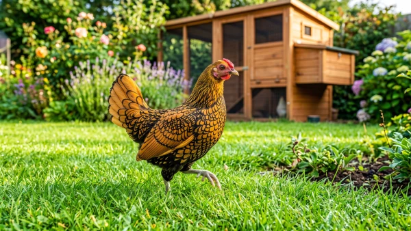 Une poule Wyandotte : dor�e � liser� noir