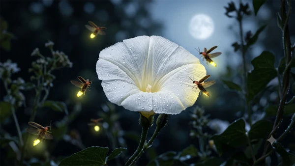Une ipom�e blanche au clair de lune