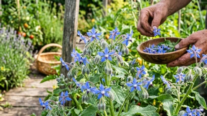Bourrache officinale : cette fleur bleue du potager au go�t surprenant d'hu�tre