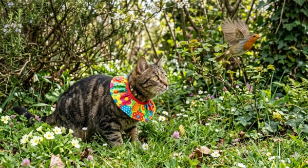 Chat avec collerette color&eacute;e