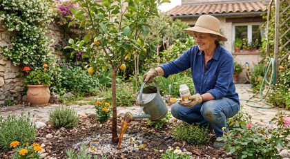 Fertilisation des agrumes : dosage pr�cis de l'azote et du ch�late de fer pour corriger les feuilles jaunes