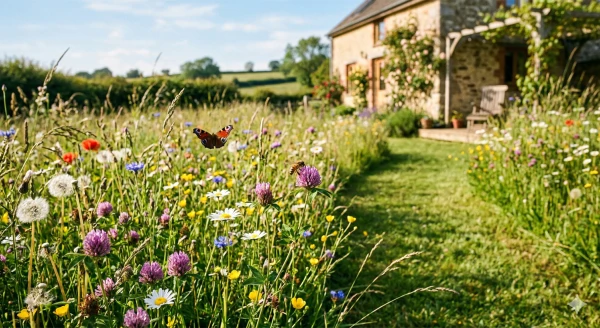 Une jach�re autour d'all�es de passage pour profiter du jardin