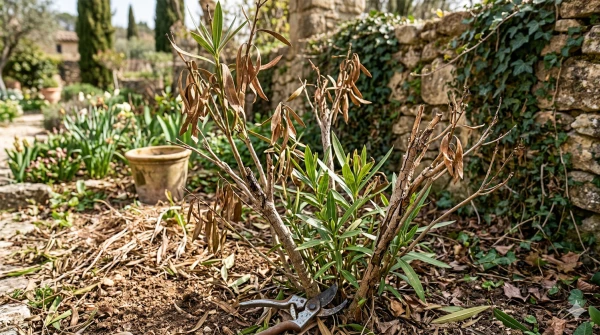 Un laurier-rose ab�m� par le gel 