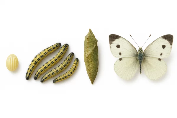 Cycle de vie de la pi&eacute;ride du chou, Pieris brassicae