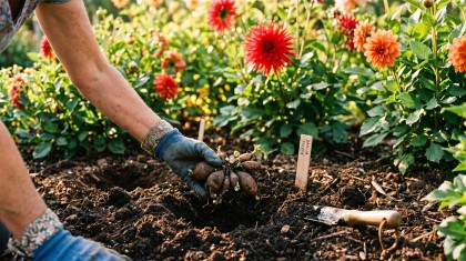 Plantation des dahlias : r�ussissez vos massifs d'�t� jusqu'aux premi�res gel�es
