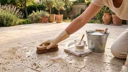 Redonnez vie � votre terrasse en travertin avec le bicarbonate de soude