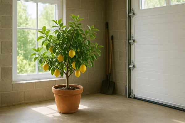 Hivernage d'un citronnier au frais dans un garage