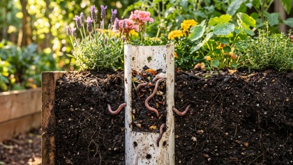 Tour � vers en PVC : l'astuce simple pour nourrir vos massifs de fleurs directement par le sol
