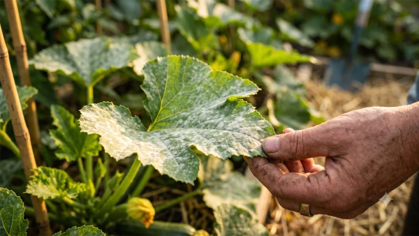 Solutions contre l'o�dium sur les feuilles de courgettes