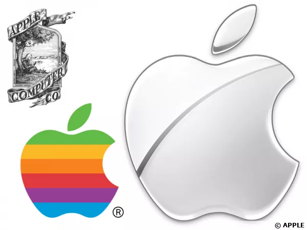 La pomme à travers les logos d'Apple