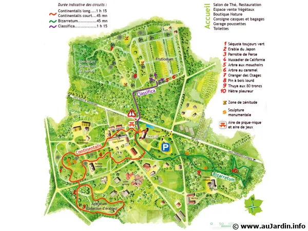 Carte de l'Arboretum des Barres