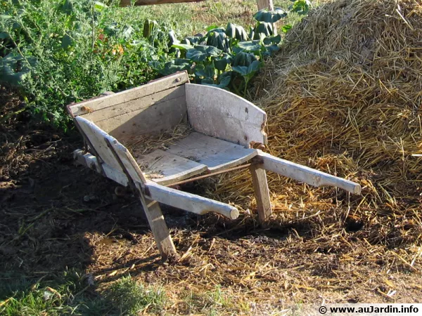 Vieille brouette en bois