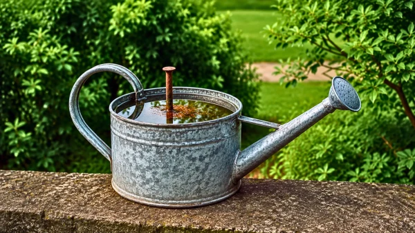 Un vieux clou rouill� dans l'arrosoir : l'astuce oubli�e du jardin
