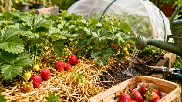 Fraisiers paill�s avant une pluie d'orage