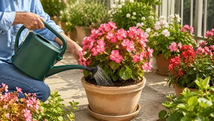Les bons gestes pour arroser les b�gonias et soutenir une floraison g�n�reuse jusqu'� l'automne