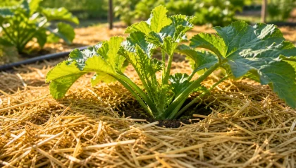 En mai, ce que font certains jardiniers au pied des courgettes garde le sol frais plus longtemps
