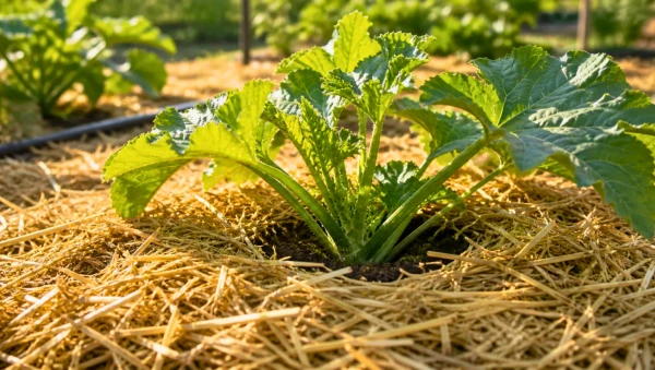 Garde le sol frais au pied des courgettes