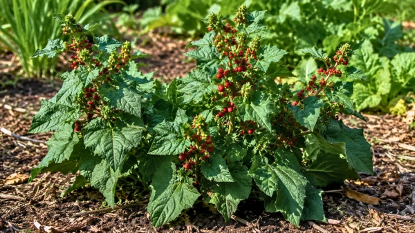L'�pinard-fraise, le l�gume ancien aux feuilles vertes et aux baies rouges