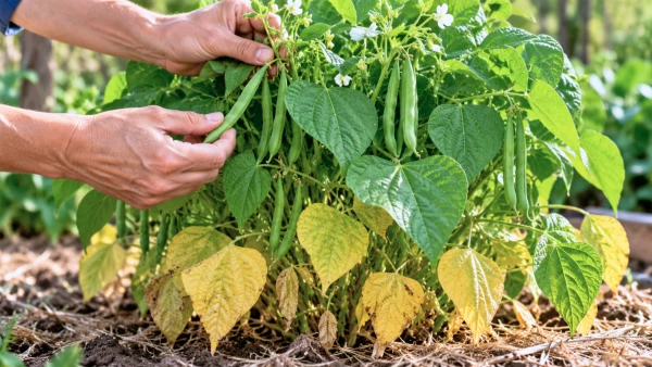 Feuilles de haricots jaunies � la base : le plant peut encore produire