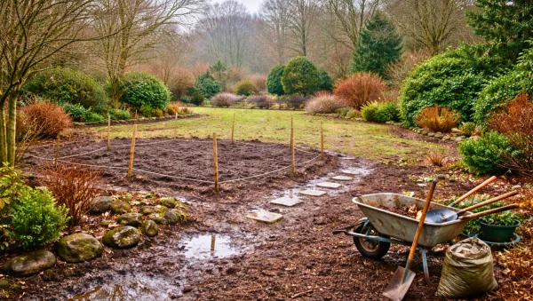 Jardin en hiver : sols boueux et am�nagement � repenser avant le printemps