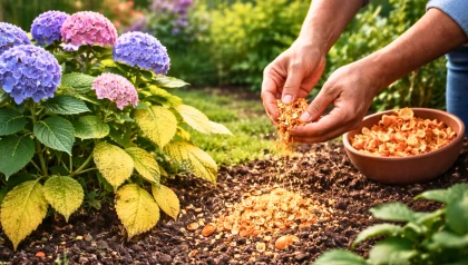 Hortensias en difficult� : l'int�r�t des �pluchures d'orange dans certaines pratiques de jardinage