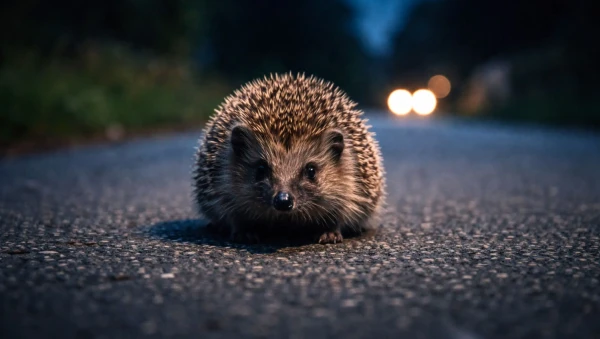 H�risson sur la route la nuit : un danger invisible pour la faune