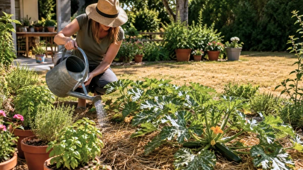 Jardin en �t� : arroser et pailler pour mieux r�sister � la chaleur