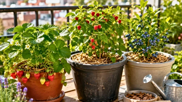 Trois fruitiers en pot pour balcon