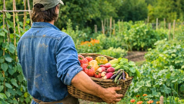 L�gumes anciens au potager : r�colte printani�re et panier g�n�reux