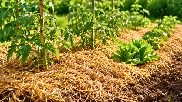 Paillage naturel au potager en �t�