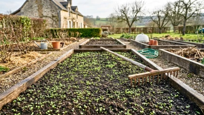 En mars, certains jardiniers font expr�s lever les mauvaises herbes au potager pour prot�ger leurs semis de printemps