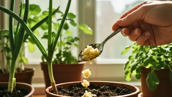 Ajout d'ail comme fertilisant naturel