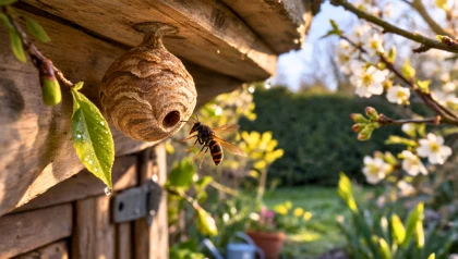 D�s 12 �C, ce nid minuscule gros comme une balle de golf peut annoncer l'arriv�e des frelons asiatiques dans votre jardin