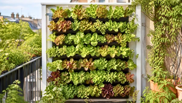 Un potager vertical productif transforme un balcon en espace de culture au printemps