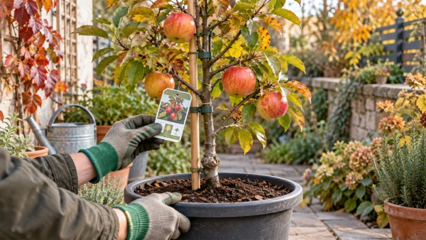 Un pommier nain en pot adapt� aux petits jardins