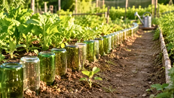 Bouteilles enterr�es pour irriguer le potager