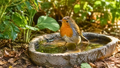Rouge-gorge en �t� : ce petit am�nagement discret peut transformer un jardin sec en refuge de fra�cheur