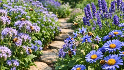 Le secret d'un jardin vivant ne tient parfois qu'� une couleur : ces fleurs bleues attirent les abeilles comme un aimant