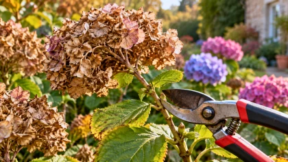 Un simple coup de s�cateur sur vos hortensias en septembre change leur r�sistance au froid et la floraison de printemps
