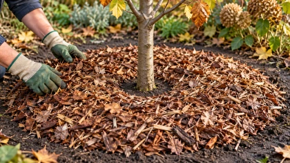 Jeunes arbres : la bonne �paisseur de paillis pour les aider � passer l'hiver