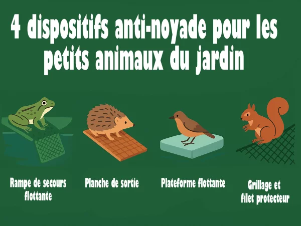 4 dispositifs anti-noyade pour les petits animaux du jardin