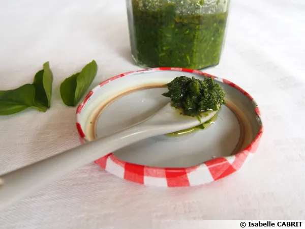 Conserve de basilic au sel et  l'huile d'olive