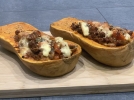 Courge farcie aux champignons et steaks hachs
