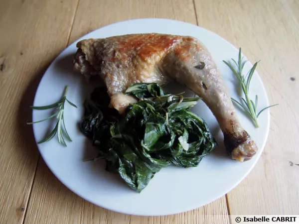 Cuisse de pintade aux herbes