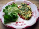 Omelette aux fleurs de ciboulette et aux poivrons grill�s � l'huile