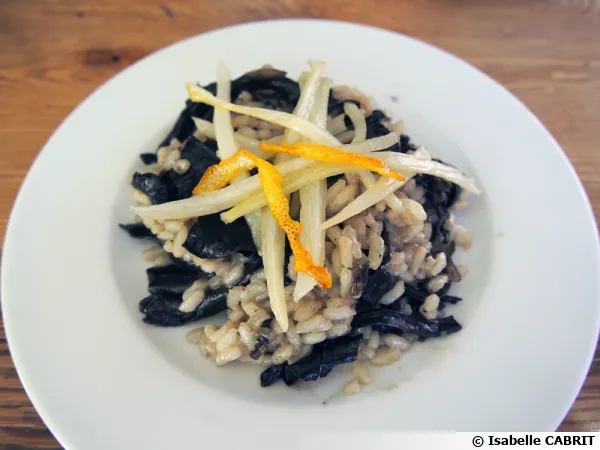 Risotto aux trompettes de la mort et fenouil confit