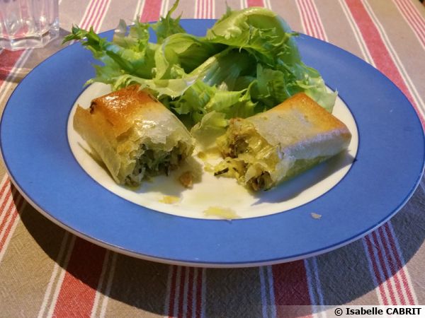 Rouleaux croustillants au poulet et à la courgette